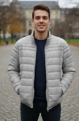 Cazadora acolchada gris talla L