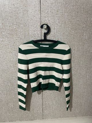 Jersey Zara Rayas Verde y Blanco