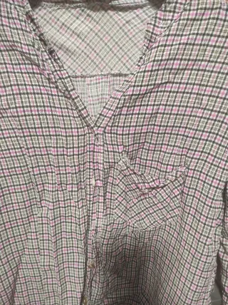 Camisa cuadros gris y fucsia Talla M