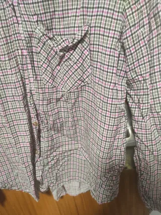 Camisa cuadros gris y fucsia Talla M