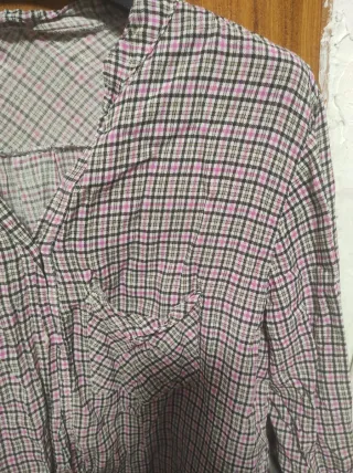 Camisa cuadros gris y fucsia Talla M