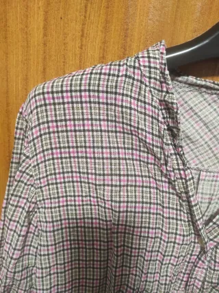 Camisa cuadros gris y fucsia Talla M