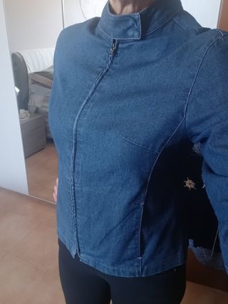 Giacca coreana in denim blu