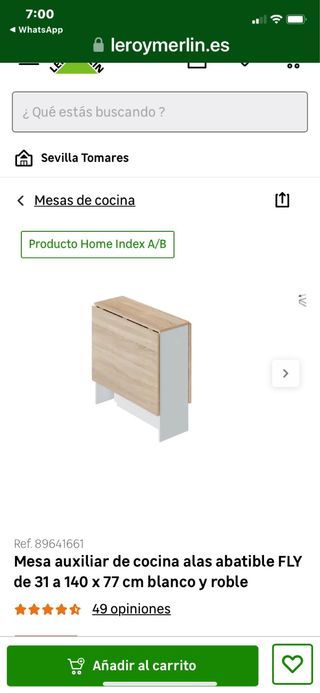 Mesa auxiliar cocina abatible FLY, Sin usar