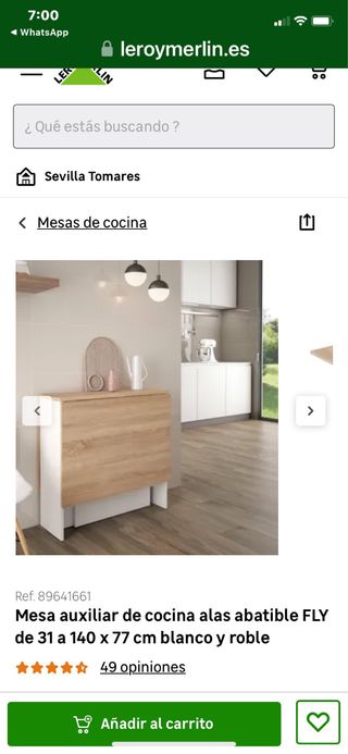 Mesa auxiliar cocina abatible FLY, Sin usar