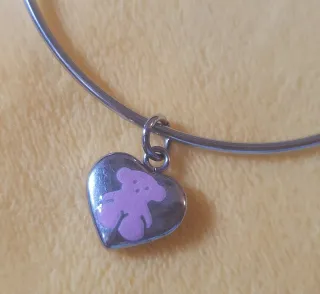 Pulsera Tous Corazón Oso Rosa Plata