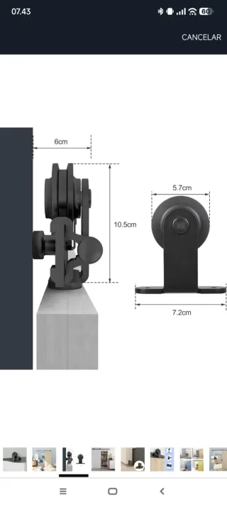 Herraje Puerta Corredera Kit Accesorios 175cm