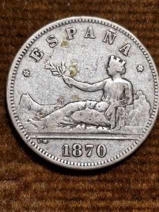 2 Pesetas España 1870 G.P. DE-M