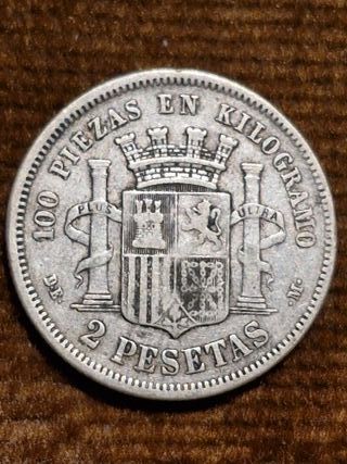 2 Pesetas España 1870 G.P. DE-M