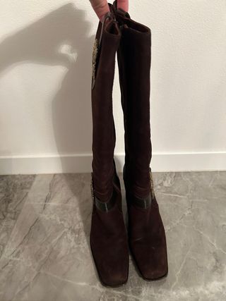 Stivali Camoscio Marrone Tacco Alto