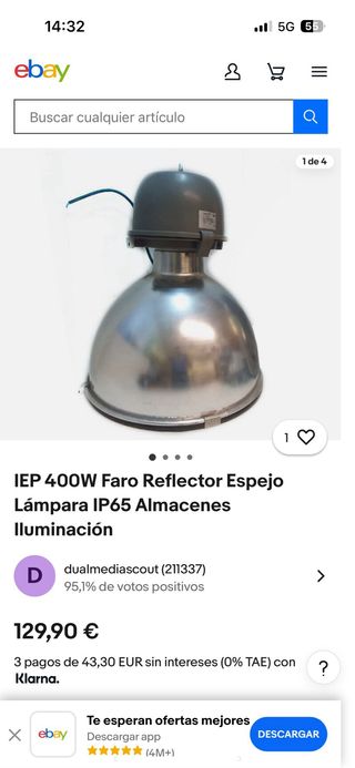 Lámpara industrial metálica plateada