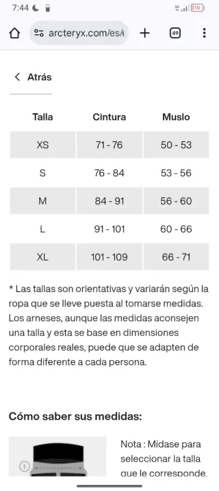Arcteryx SKAHA arnés hombre Talla S Lampyre