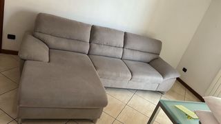 Divano angolare beige/grigio tessuto 280x160