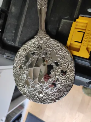 Juego tocador antiguo espejo y cepillo