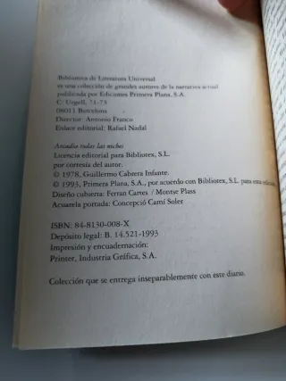 Arcadia todas las noches. Cabrera Infante