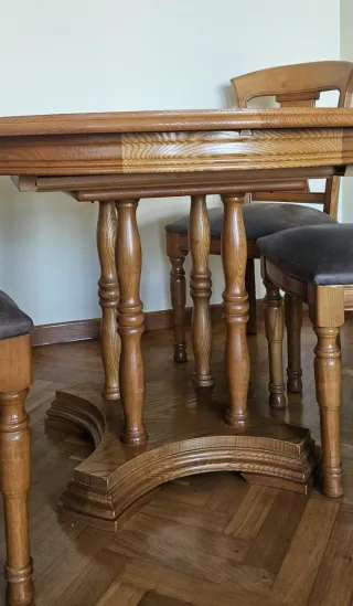 Mesa Comedor Castaño Cristal Redonda