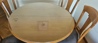 Mesa Comedor Castaño Cristal Redonda