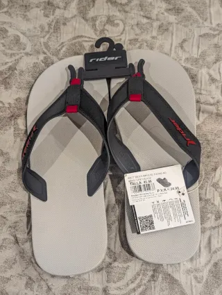 Chanclas Rider Hombre Talla 45.5 Gris/Negro