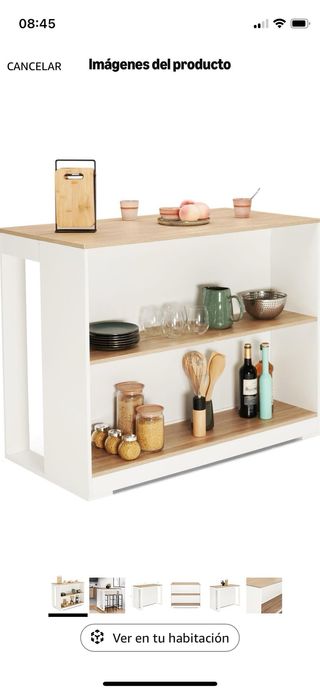 Isla de cocina madera y metal