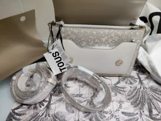 Bolso bandolera Tous beige y gris