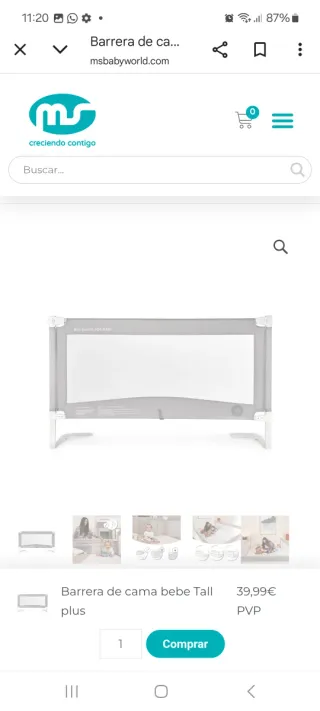 Barrera seguridad cama talla plus 190×40×10