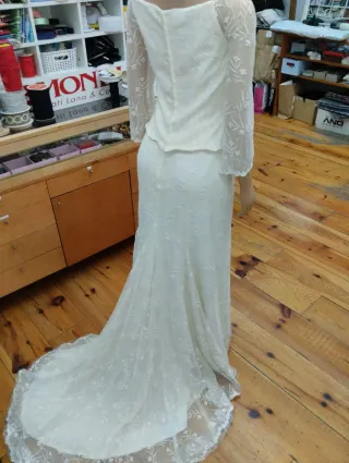 Vestido de Novia Beige/Blanco Talla Única