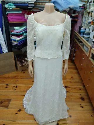 Vestido de Novia Beige/Blanco Talla Única