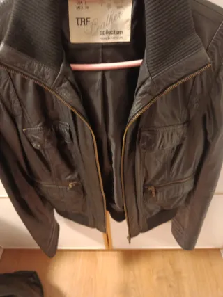 Cazadora cuero negro Mujer