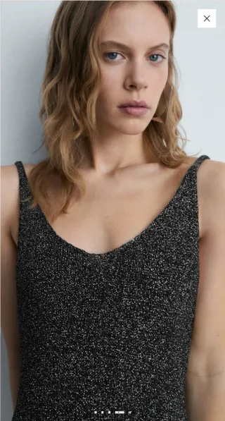 Vestido fiesta plateado Mango