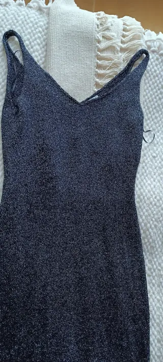 Vestido fiesta plateado Mango