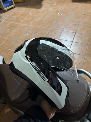 Casco Moto LS2 Negro Blanco Rojo