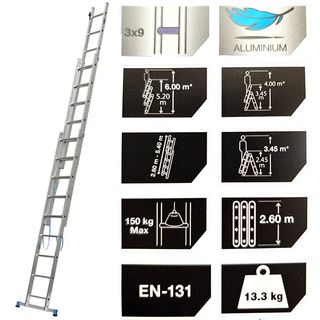 ESCALERA ALUMINIO 9+9+9 - 27 PELDAÑOS