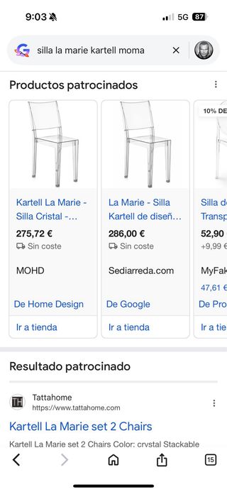 Silla La Marie Kartell transparente