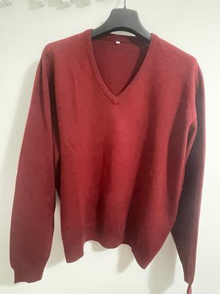 Jersey unisex de lana calentito, color Bourdeo