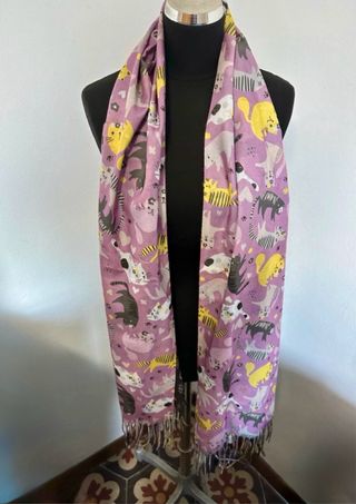 Sciarpa Andrea Cool con gatti in viscosa