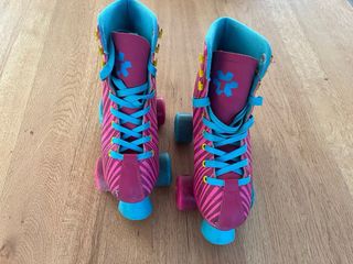 Patines Tijuana niña 4 ruedas rosa cebra