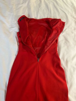 Vestido Mango Rojo Corto Mujer
