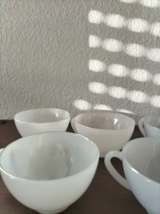 5 Tazas Arcopal Vintage Vidrio Blanco