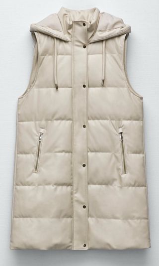 Chaleco largo acolchado Zara beige