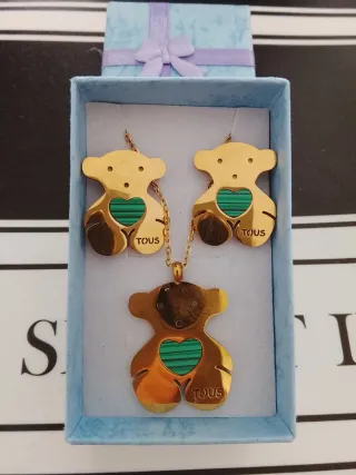 "rebajas" Sólo 1 Conjunto Tous acero Oso Corazón