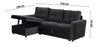Sofá Cama Terciopelo Negro