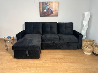Sofá Cama Terciopelo Negro