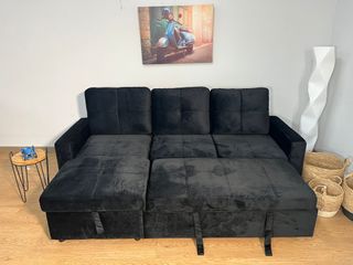 Sofá Cama Terciopelo Negro