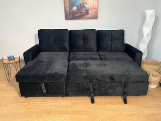 Sofá Cama Terciopelo Negro