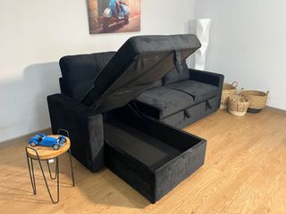 Sofá Cama Terciopelo Negro