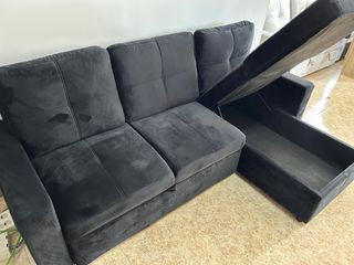 Sofá Cama Terciopelo Negro