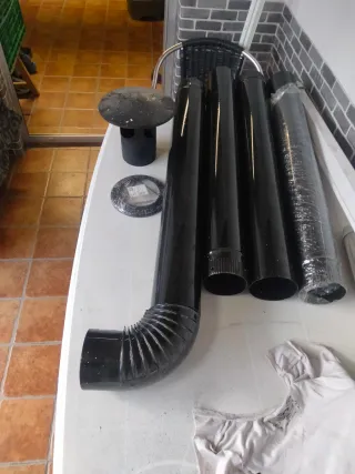 Estufa Cocina Chimenea Metal Negra