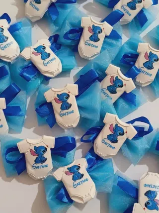 10 Bomboniere Nascita Stitch magnete body piedini