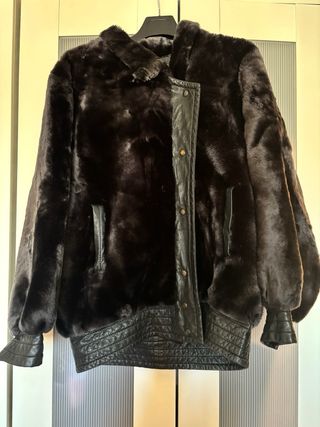 Chaquetón Piel Vintage Negro