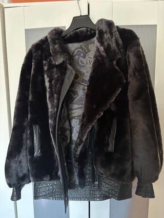 Chaquetón Piel Vintage Negro